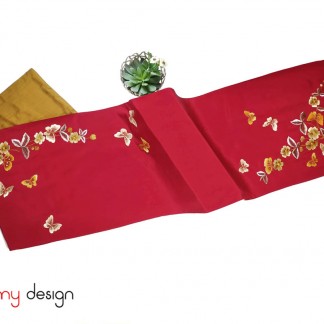  Silk scarf with embroidery of flowers and butterflies